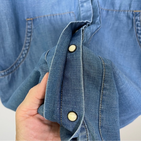 All‎ Saints Calla Bay Shirt Dress Indigo Blue Size 6 Tencel Cotton Linen - Picture 7 of 15